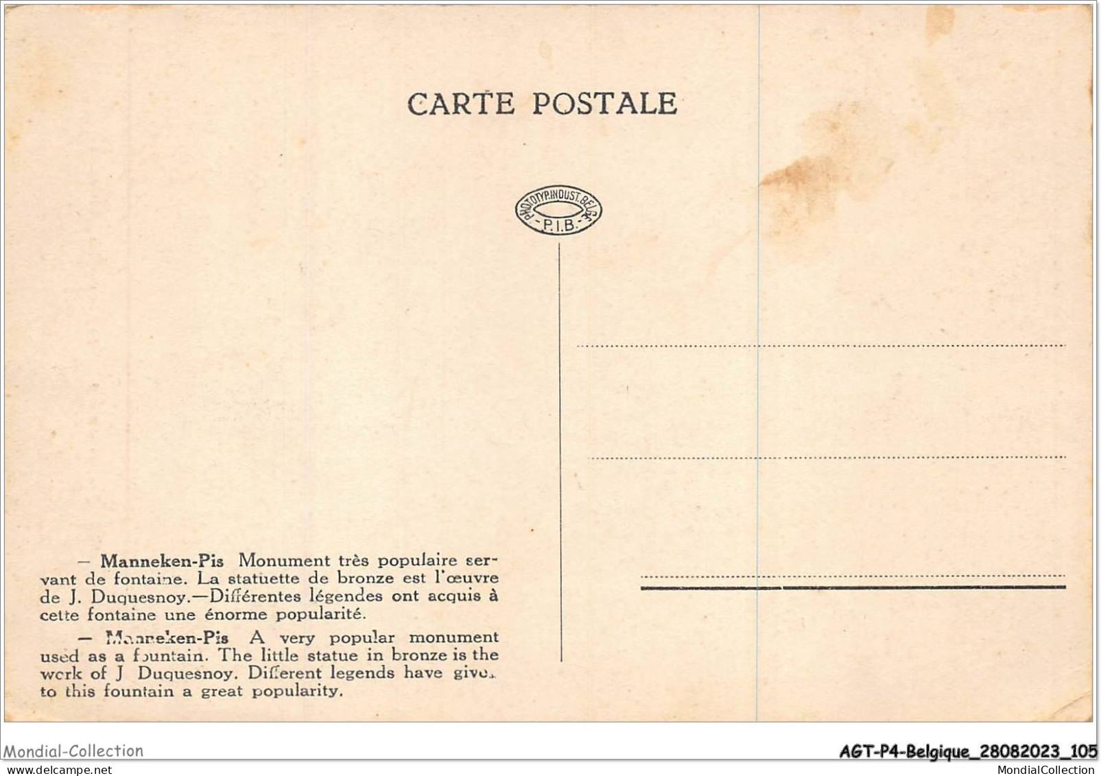 AGTP4-0283-BELGIQUE - BRUXELLES - Manneken-pis - Monuments