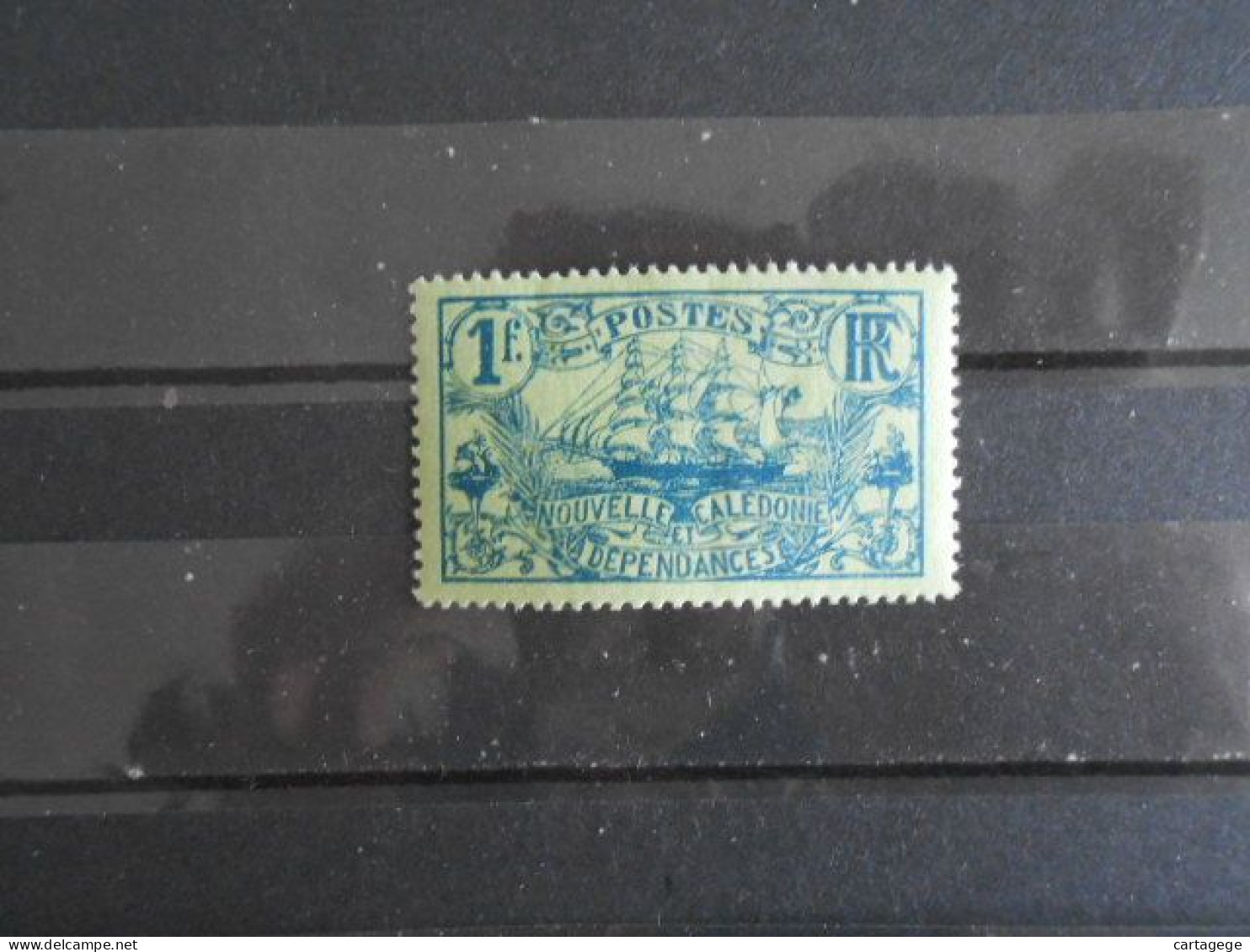 NOUVELLE-CALEDONIE YT 102 VOILIER 1f. Bleu S.vert-jaune* - Unused Stamps