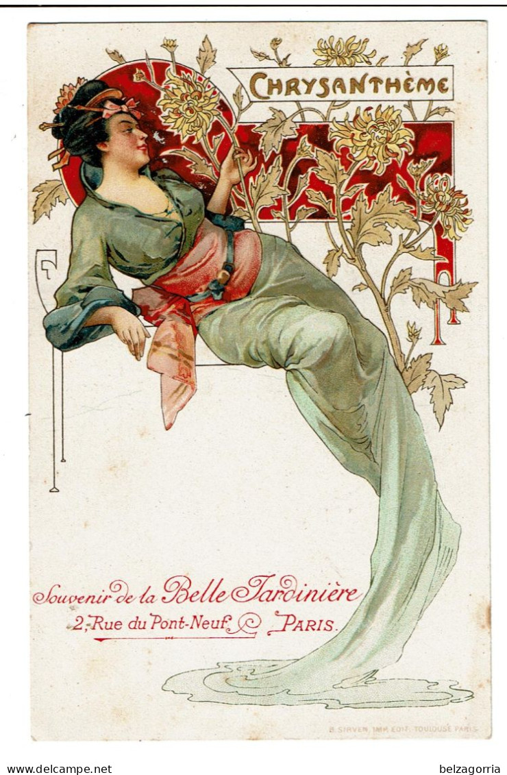 ILLUSTRATEUR  Non Signé  - ART NOUVEAU STYLE MUCHA - SOUVENIR De La BELLE JARDINIERE - CHRYSANTHEME SUPERBE - 1900-1949