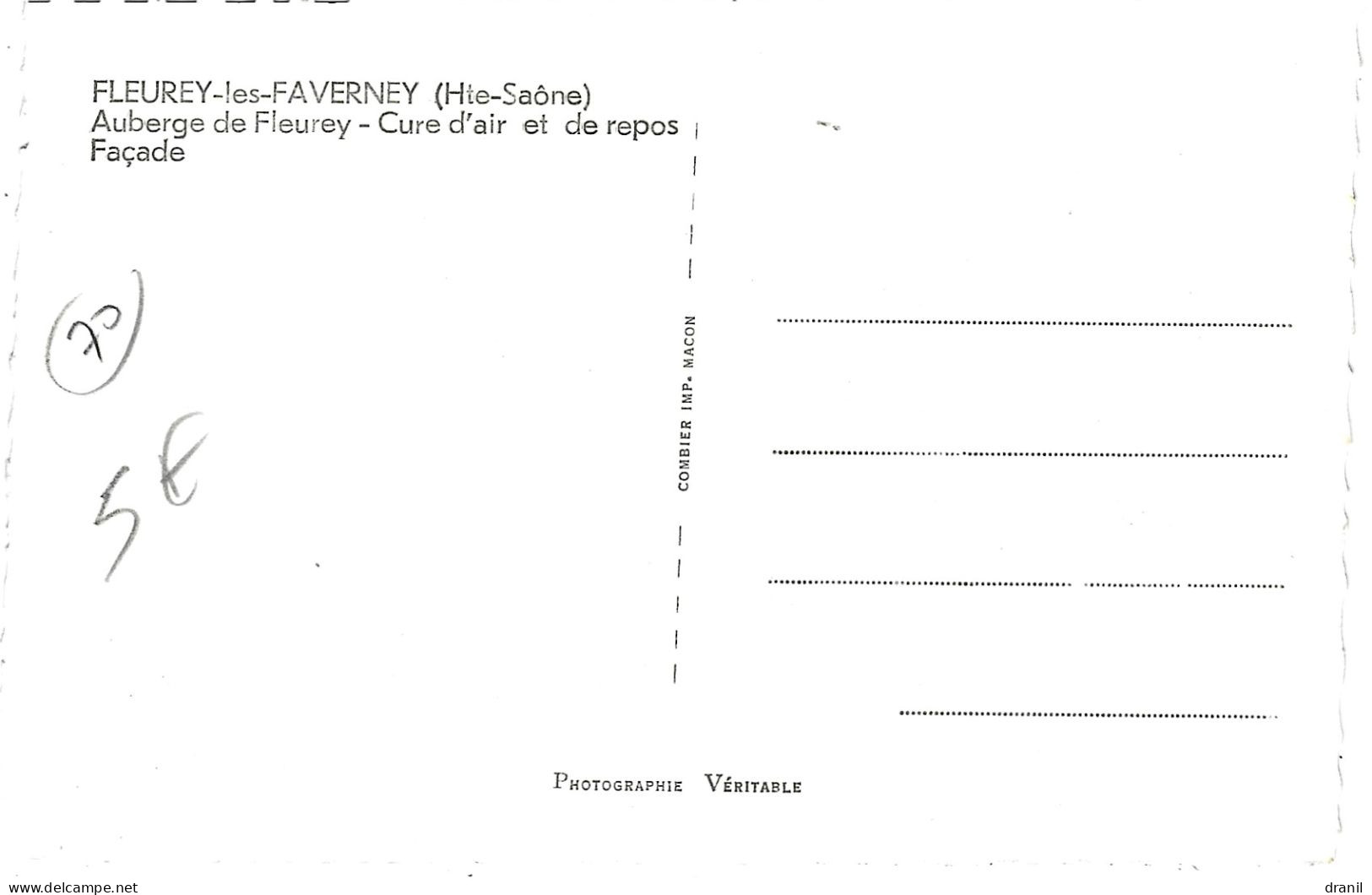 70 - (Haute Saône) - FLEUREY Les FAVERNEY - Auberge De Fleurey - Cure D'air Et De Repos - Façade - Autres & Non Classés