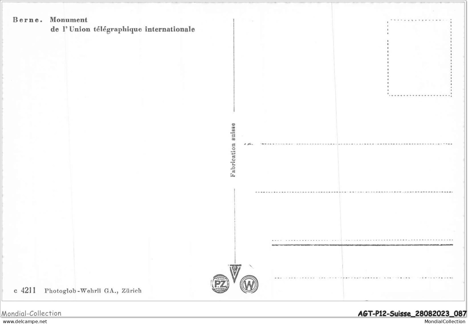 AGTP12-0912-SUISSE - BERNE - Monument De L'union Téléphonique Internationale  - Bern