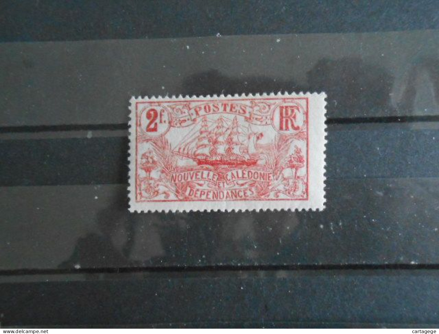 NOUVELLE-CALEDONIE YT 103 VOILIER 2f. Carmin S.azuré* - Unused Stamps