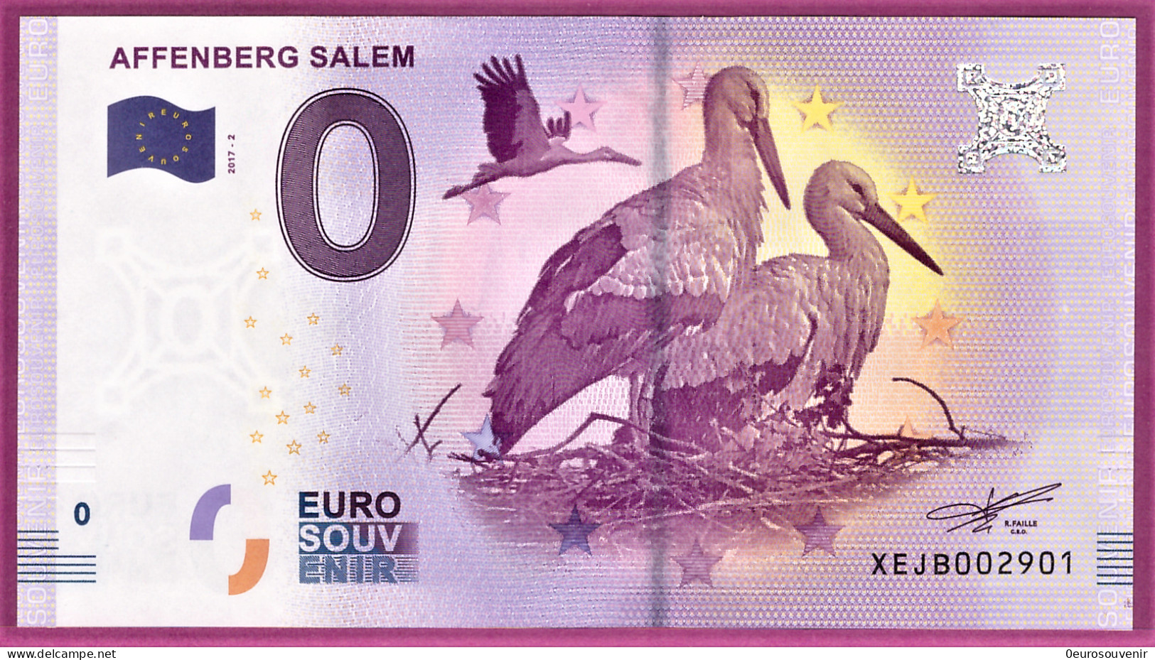 0-Euro XEJB 2017-2 AFFENBERG SALEM - STÖRCHE S-2b Kupfer - Private Proofs / Unofficial