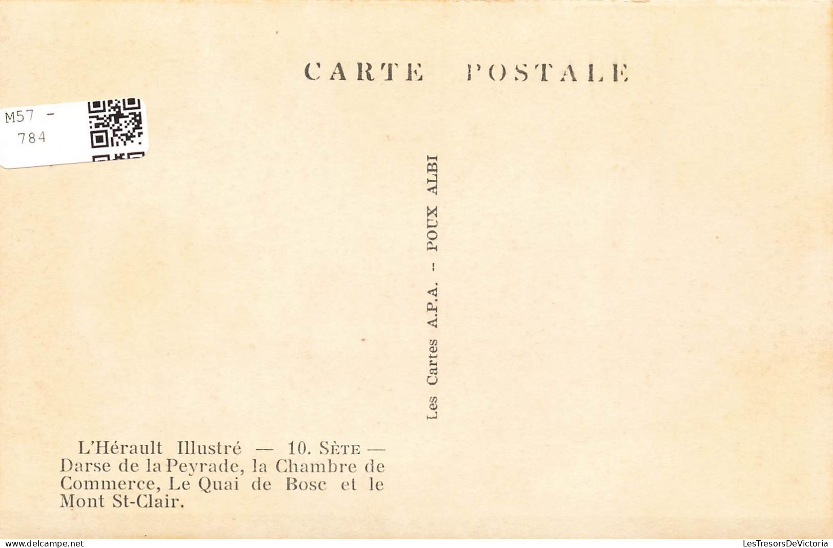 FRANCE - Sète - Darse De La Peyrade - La Chambre De Commerce - Le Quai De Bosc Et Le Mont Clair - Carte Postale Ancienne - Sete (Cette)
