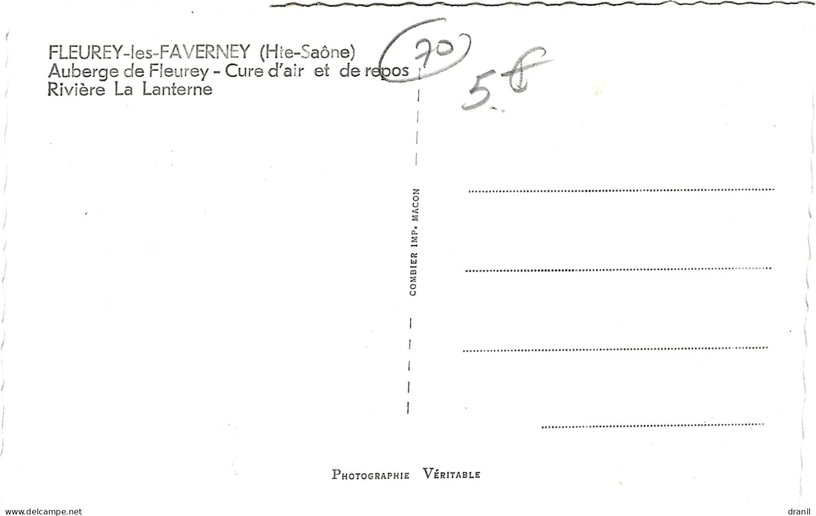 70 - (Haute Saône) - FLEUREY Les FAVERNEY - Auberge De Fleurey - Cure D'air Et De Repos - Rivière La Lanterne - Altri & Non Classificati