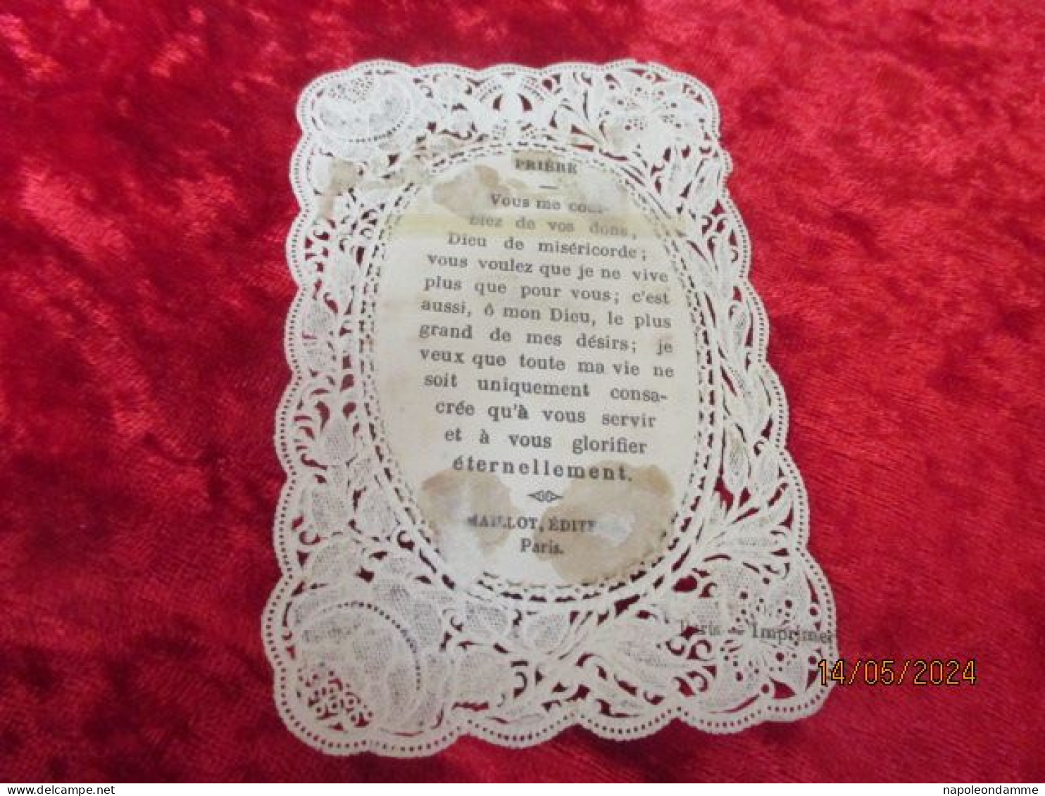 Holy Card Lace,kanten Prentje, Santino, Edit Mailot, Paris - Devotion Images