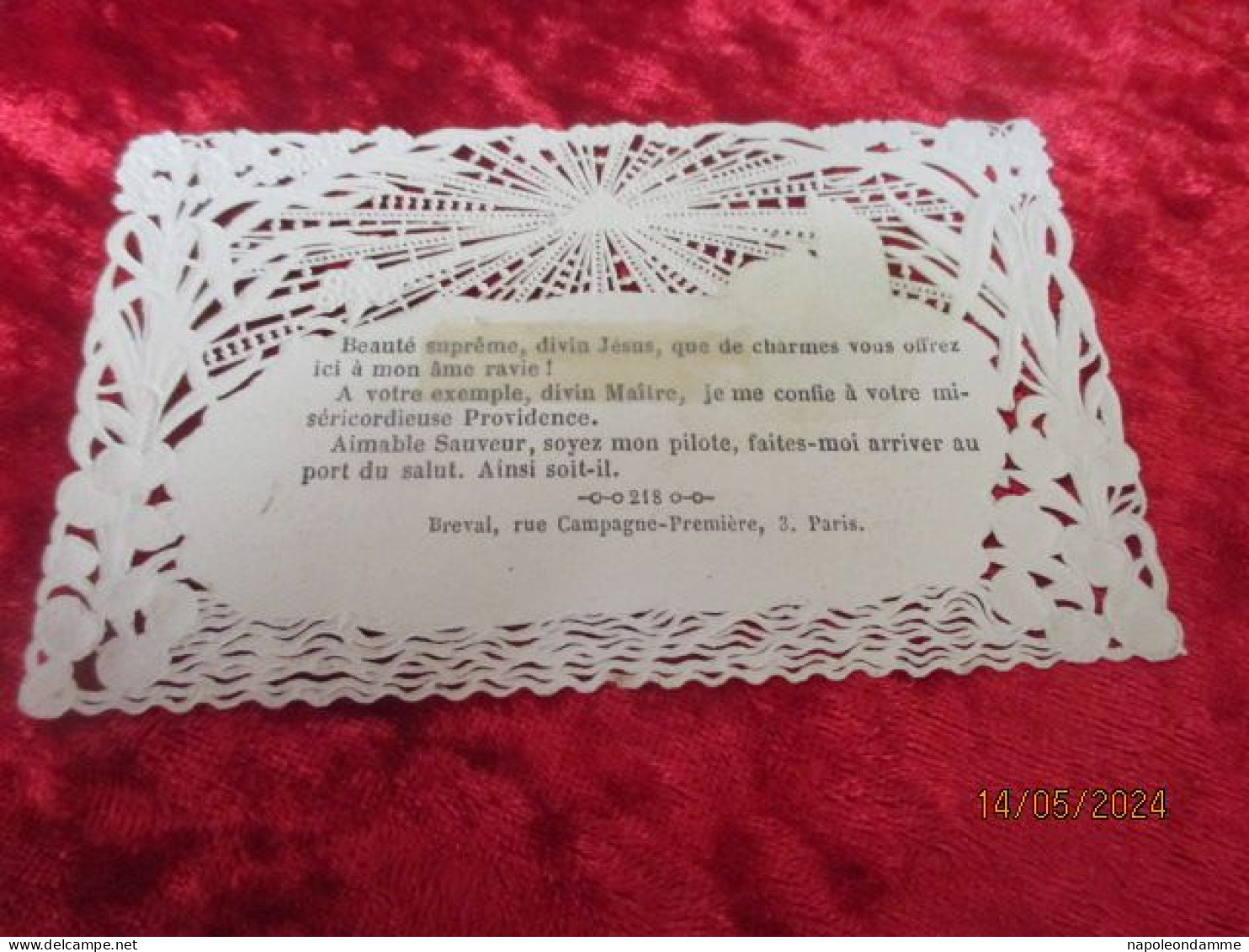 Holy Card Lace,kanten Prentje, Santino, Edit Breval Paris - Devotion Images