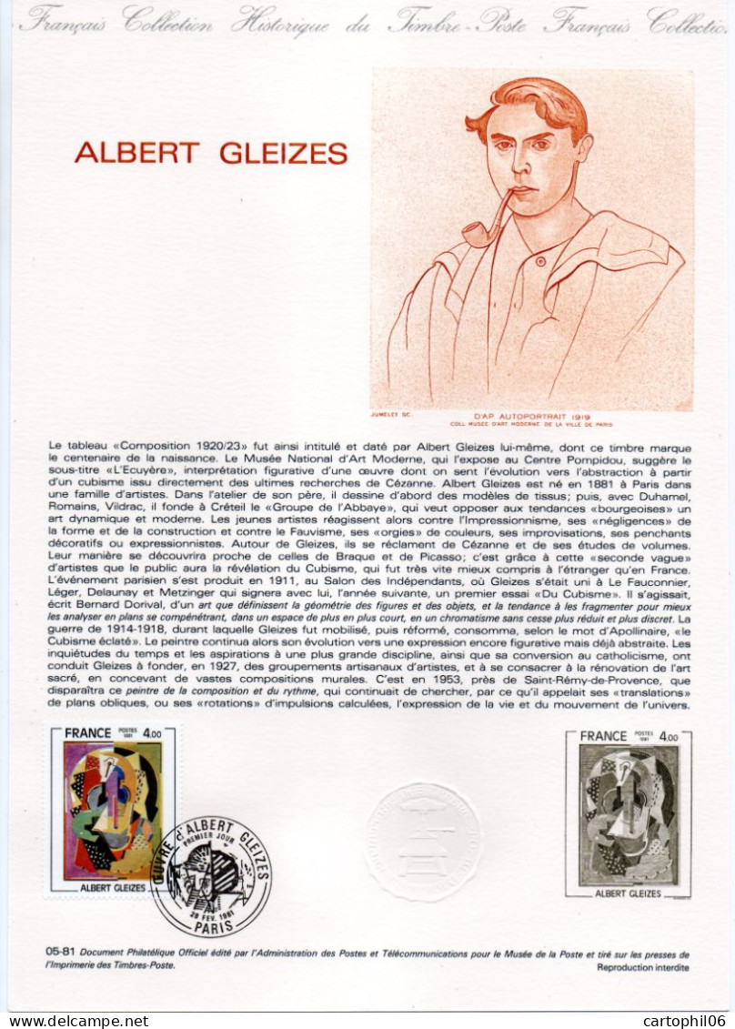 - Document Premier Jour ALBERT GLEIZES - PARIS 28.2.1981 - - Otros & Sin Clasificación