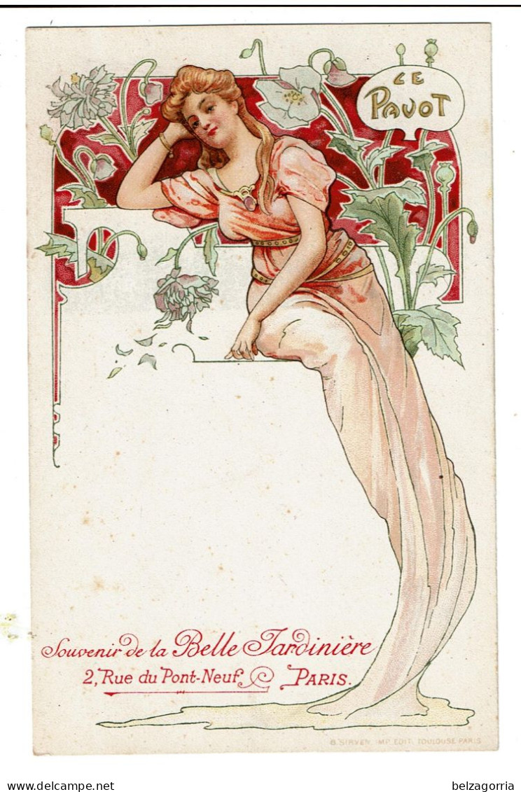 ILLUSTRATEUR  Non Signé  - ART NOUVEAU STYLE MUCHA - SOUVENIR De La BELLE JARDINIERE - LE PAVOT -  SUPERBE - 1900-1949