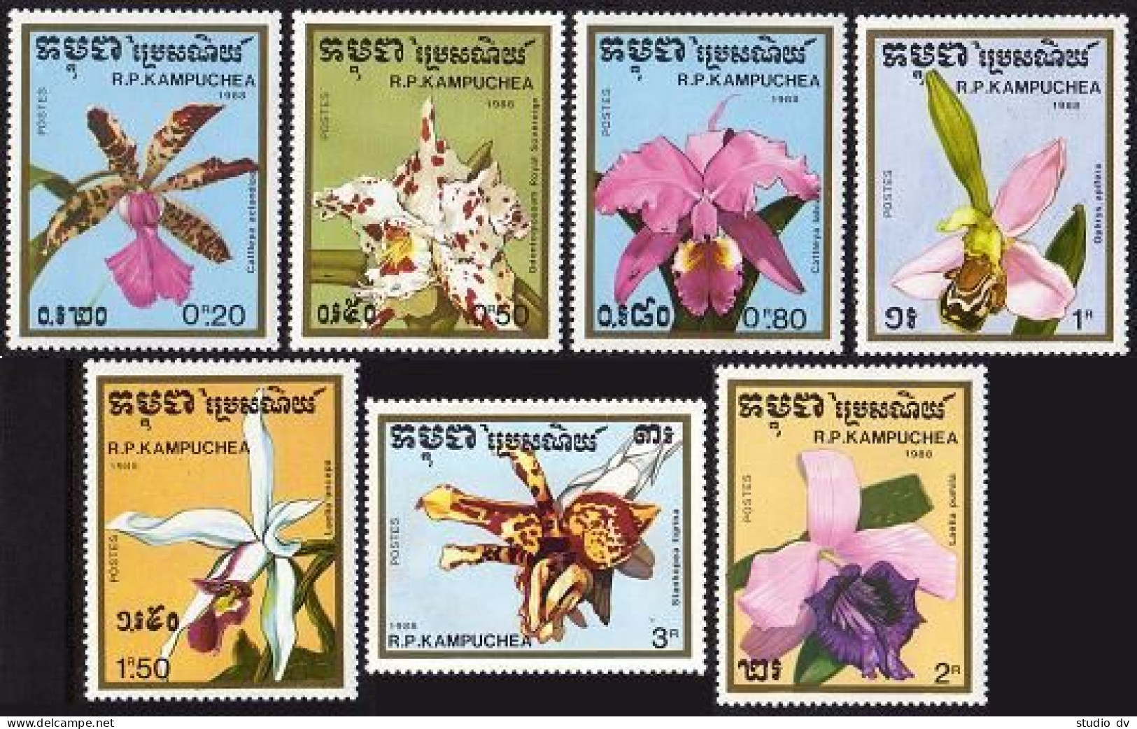 Cambodia 898-904,MNH.Michel 976-982. Flowers 1988:Orchids. - Cambogia