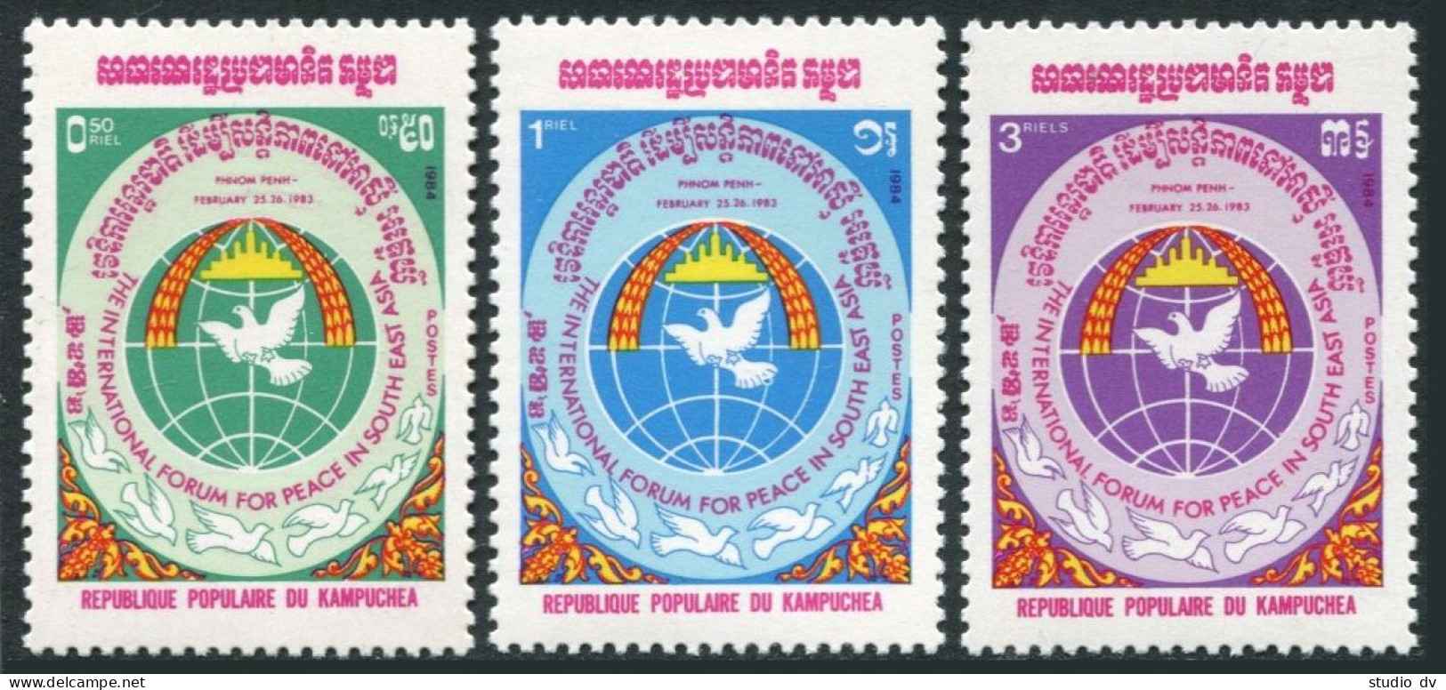 Cambodia 477-479, MNH. Michel 557-559. Peace-Southeast Asia: Forum 1984. - Cambodja