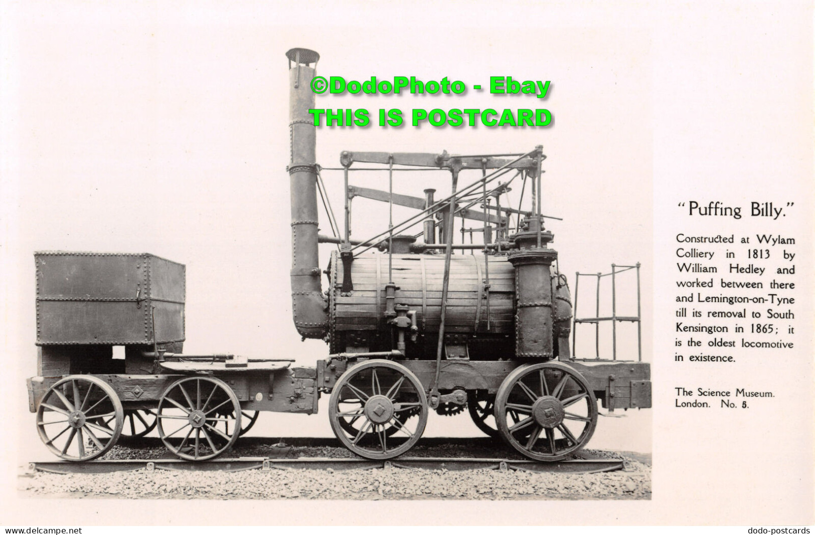 R357913 Puffing Billy. The Science Museum. London. No. 5. B. Matthews. Wylam Col - Other & Unclassified