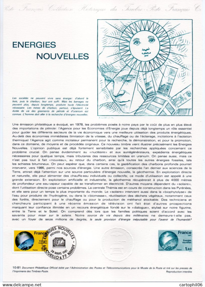 - Document Premier Jour LES ENERGIES NOUVELLES - ODEILLO & NANDY 28.3.1981 - - Autres & Non Classés