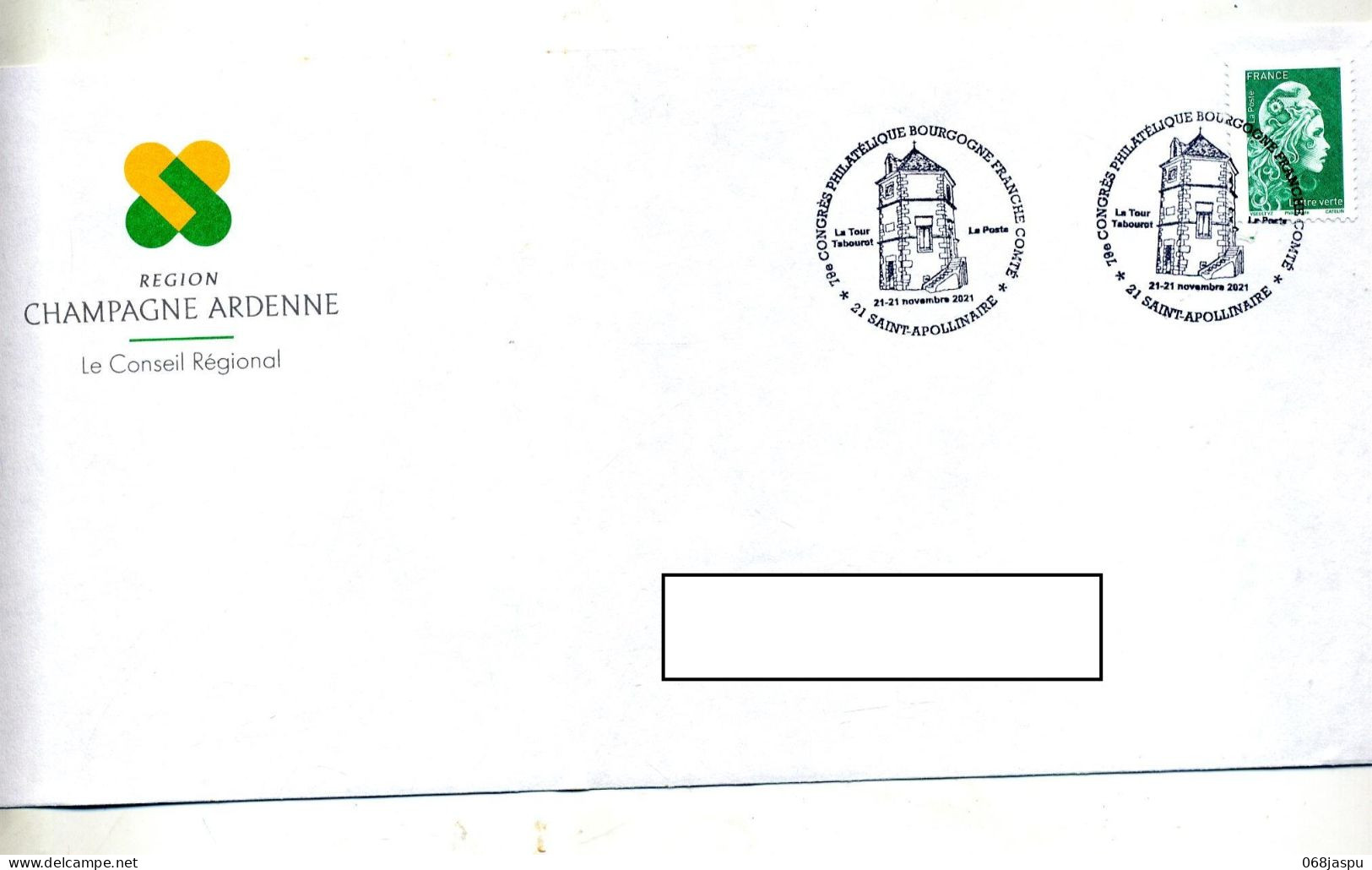 Lettre Cachet Saint Apollinaire  Congres Tour Tabourot - Gedenkstempels