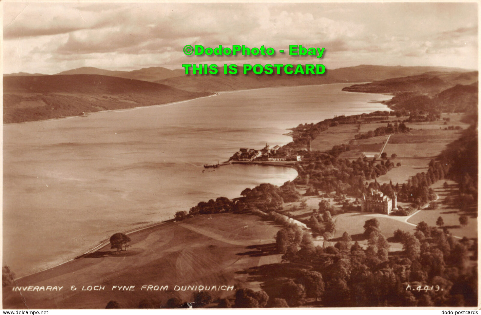 R357941 Inveraray And Loch Fyne From Duniquaich. 4419. Valentines. RP. 1937 - Monde