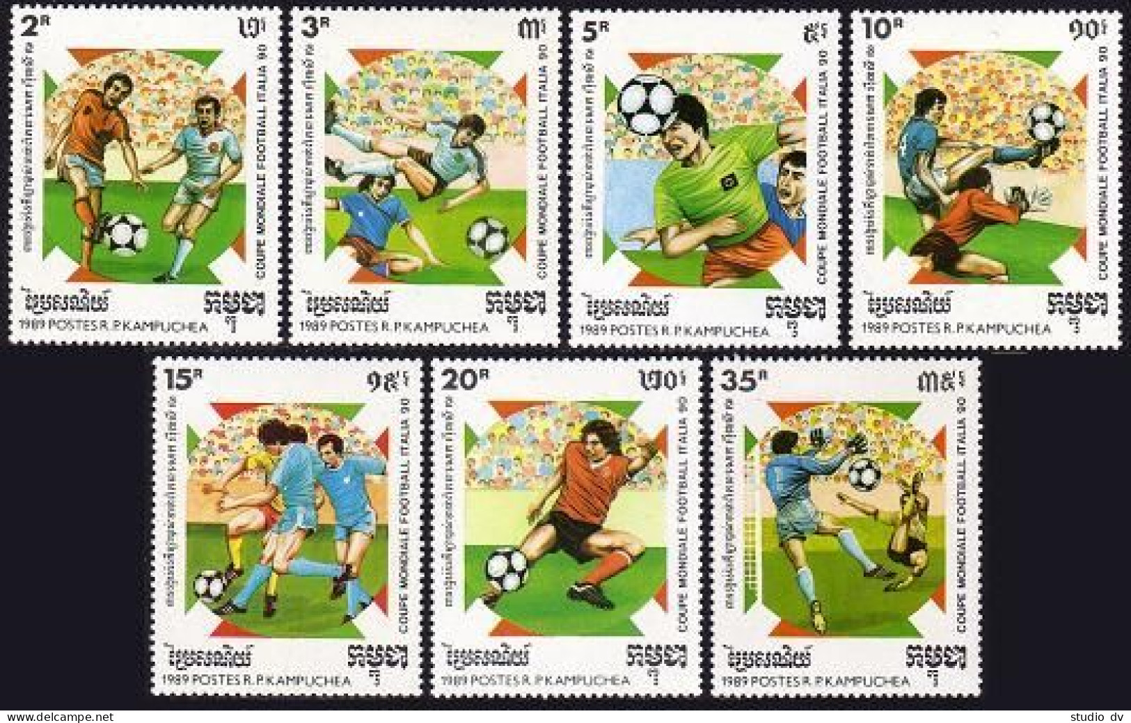 Cambodia 921-927,928,MNH.Michel 999-1005,Bl.162. World Soccer Cup Italy-1994. - Cambodge