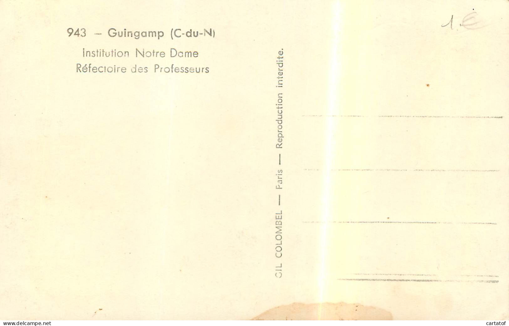 GUINGAMP . Institution Notre Dame .  Réfectoire Des Professeurs - Guingamp