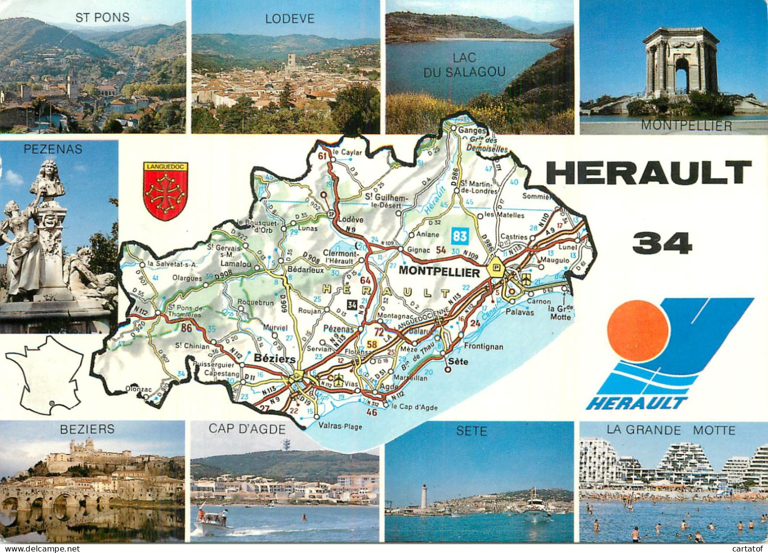 HERAULT . Carte Géogaphique Multivues - Andere & Zonder Classificatie