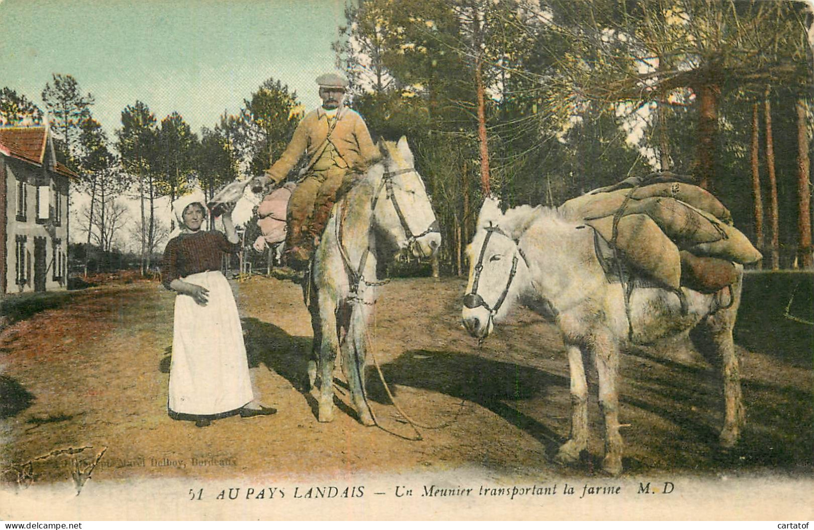 Au Pays Landais . Un Meunièr Transportant La Farine .  - Andere & Zonder Classificatie