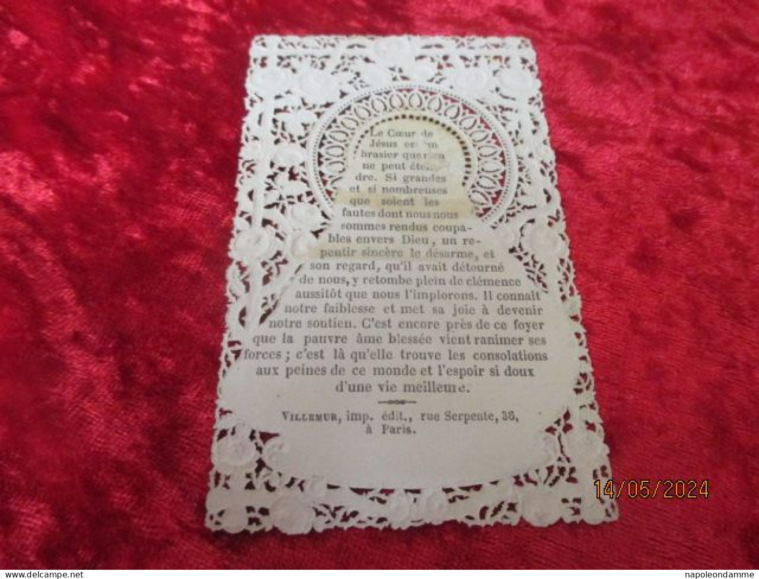 Holy Card Lace,kanten Prentje, Santino, Edit Villemur A Paris, - Devotion Images