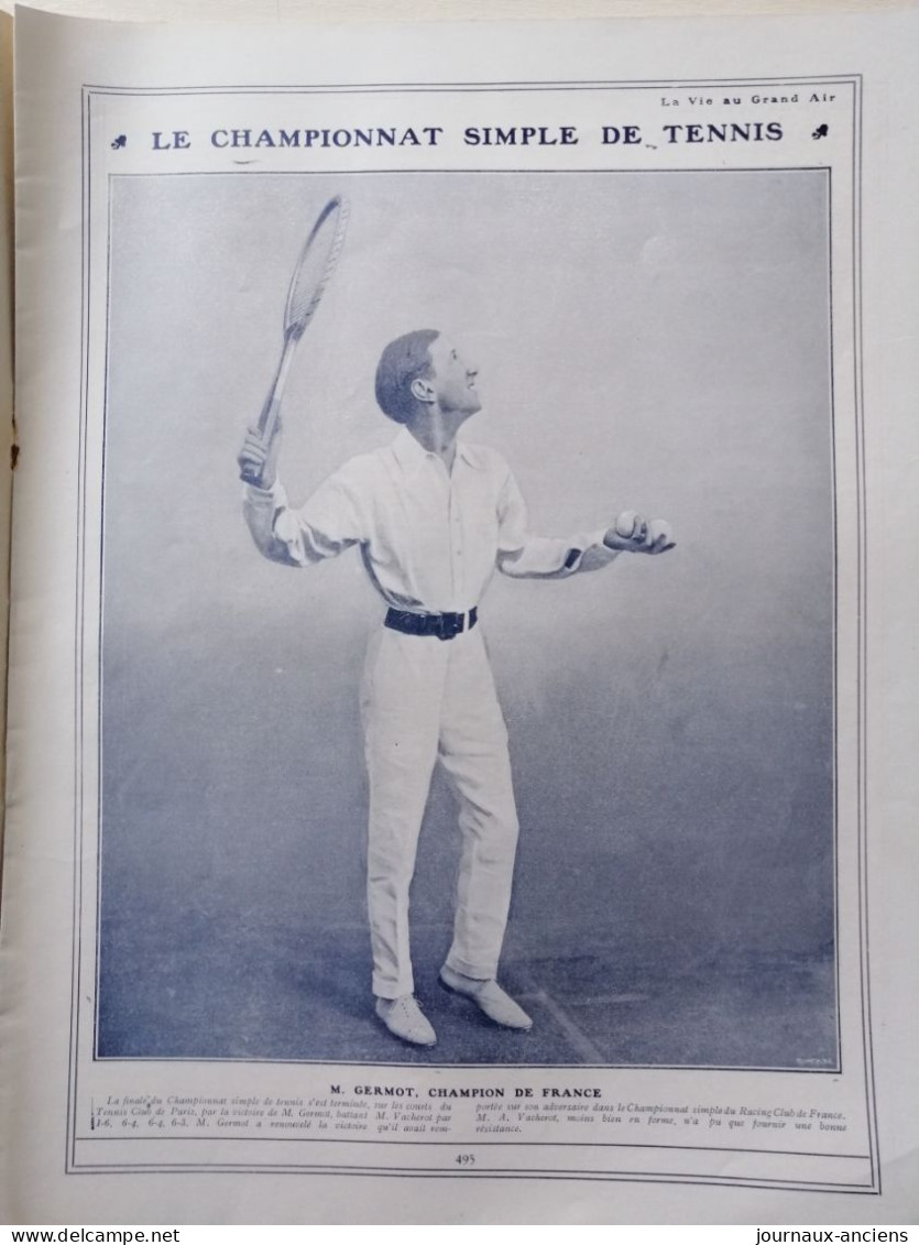 1905 LE CHAMPIONNAT SIMPLE DE TENNIS - TENNIS CLUB DE PARIS - GERMOT CHAMPION DE FRANCE - Andere & Zonder Classificatie