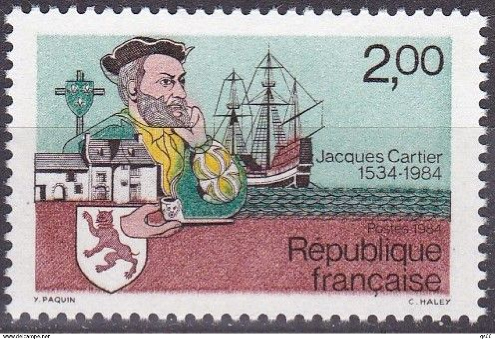 Frankreich, 1984, Mi.Nr. 2439, MNH **,  Jacques Cartier - Unused Stamps