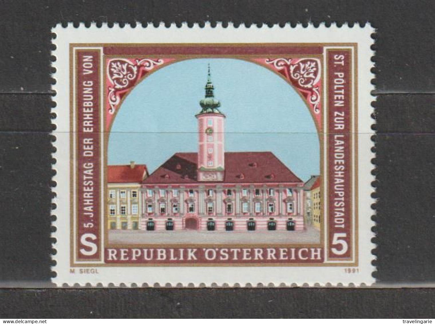 Austria 1991 5th Anniversary Regional Capital Of Sank Pölten MNH - Ungebraucht