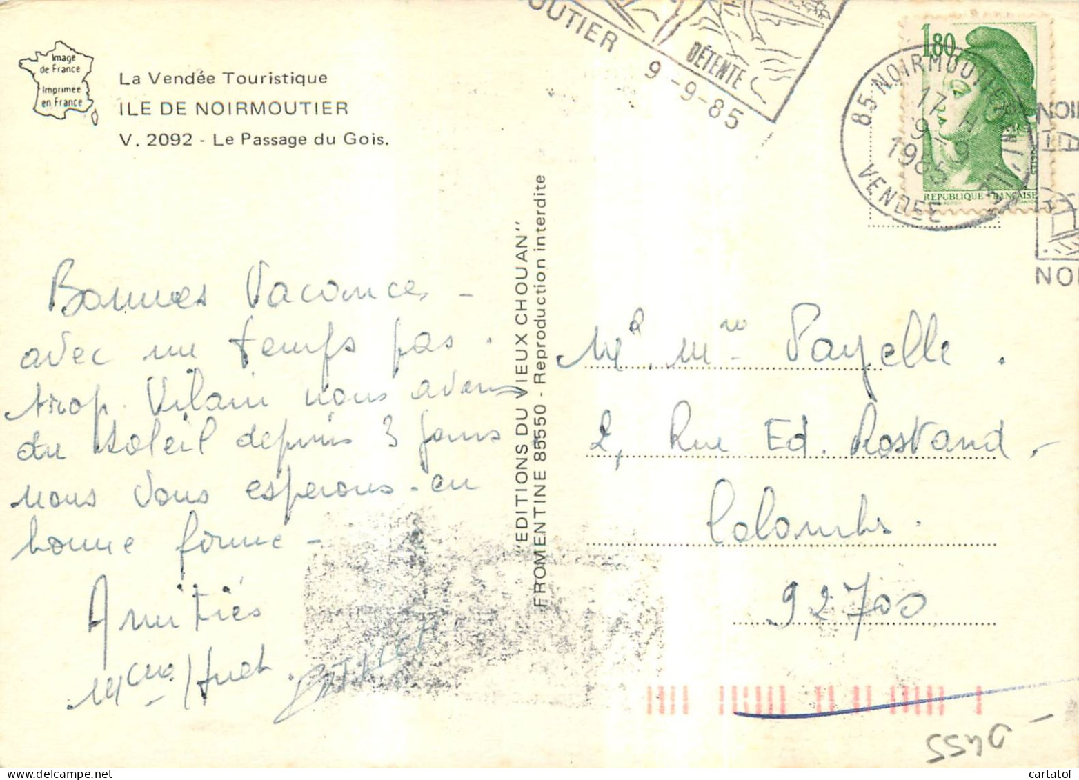Une Grosse Bise De NOIEMOUTIER . Passage Du Gois - Ile De Noirmoutier