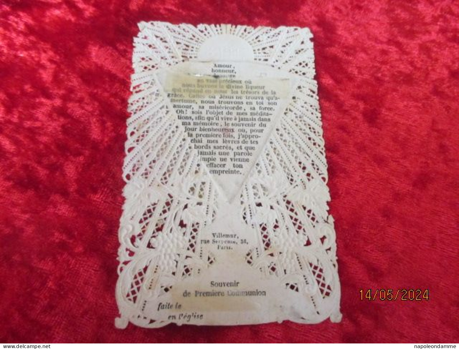 Holy Card Lace,kanten Prentje, Santino, Edit Villemur Paris - Devotion Images