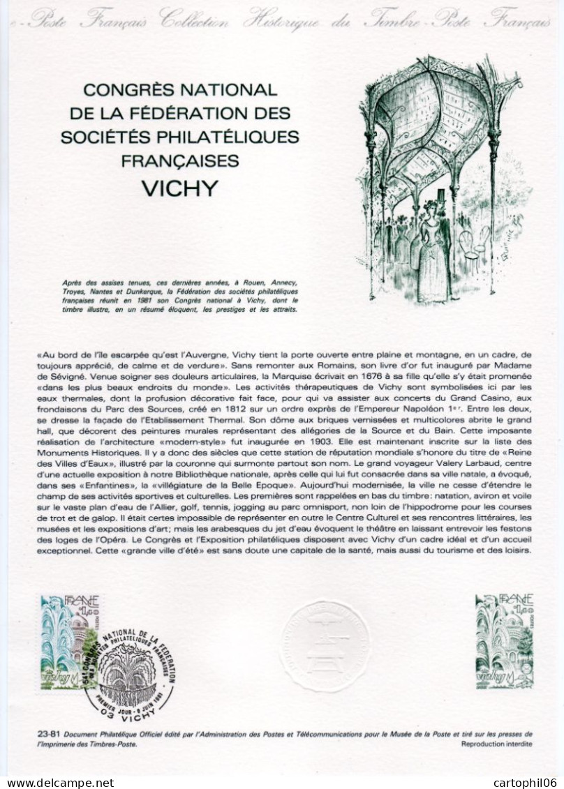 - Document Premier Jour LE CONGRÈS NATIONAL DE LA FFAP - VICHY 6.6.1981 - - Esposizioni Filateliche
