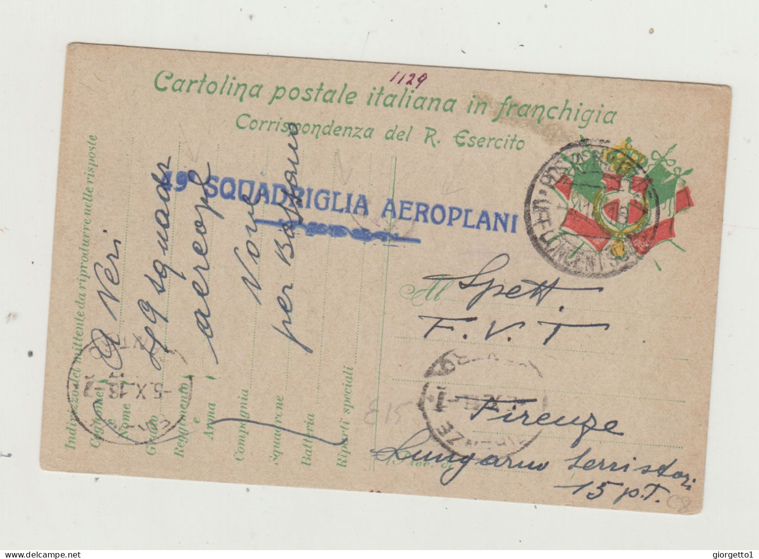 FRANCHIGIA UFFICIO POSTA MILITRARE DEL 1916 - ANNULLO 49 SQUADRIGLIA AEROPLANI WW1 - Zonder Portkosten