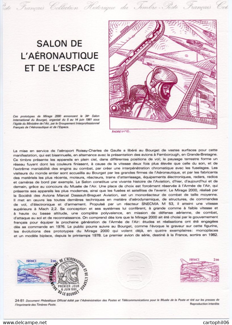 - Document Premier Jour LE SALON DE L'AÉRONAUTIQUE ET DE L'ESPACE - LE BOURGET 6.6.1981 - - Sonstige (Luft)