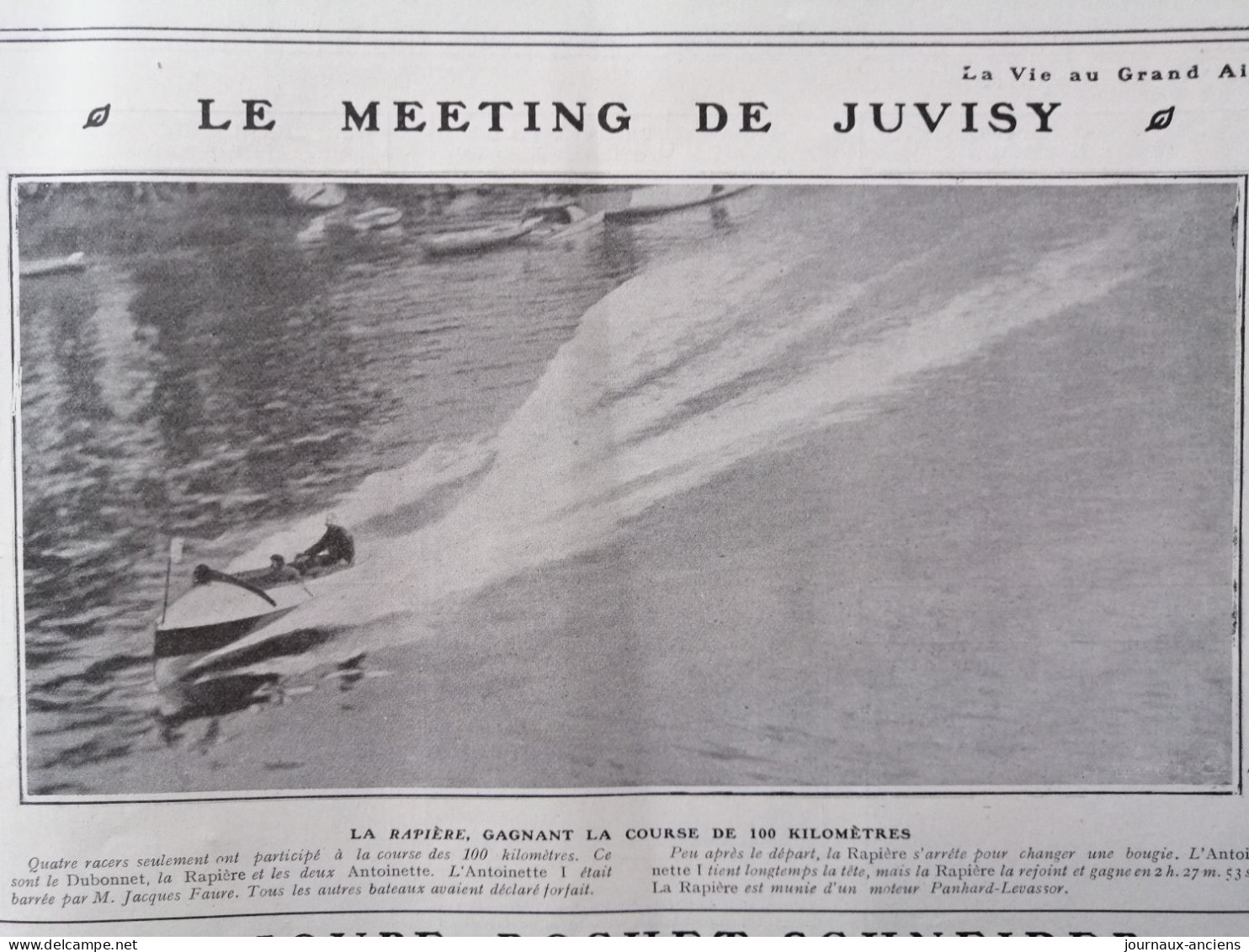 1905 LE MEETING DE JUVISY - LA RAPIÈRE GAGNANT LA COURSE DES 100 KILOMETRES - LA VIE AU GRAND AIR - Autres & Non Classés