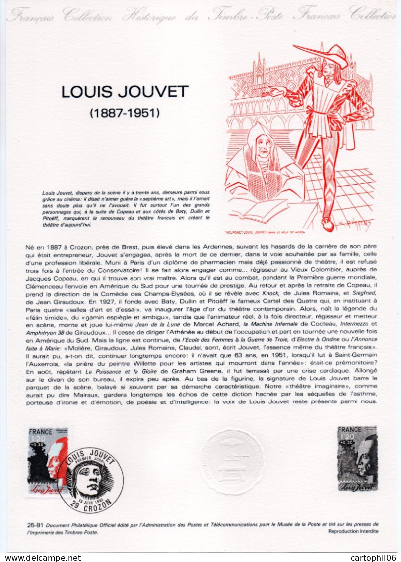 - Document Premier Jour LOUIS JOUVET (1887-1951) - CROZON 13.6.1981 - - Actores