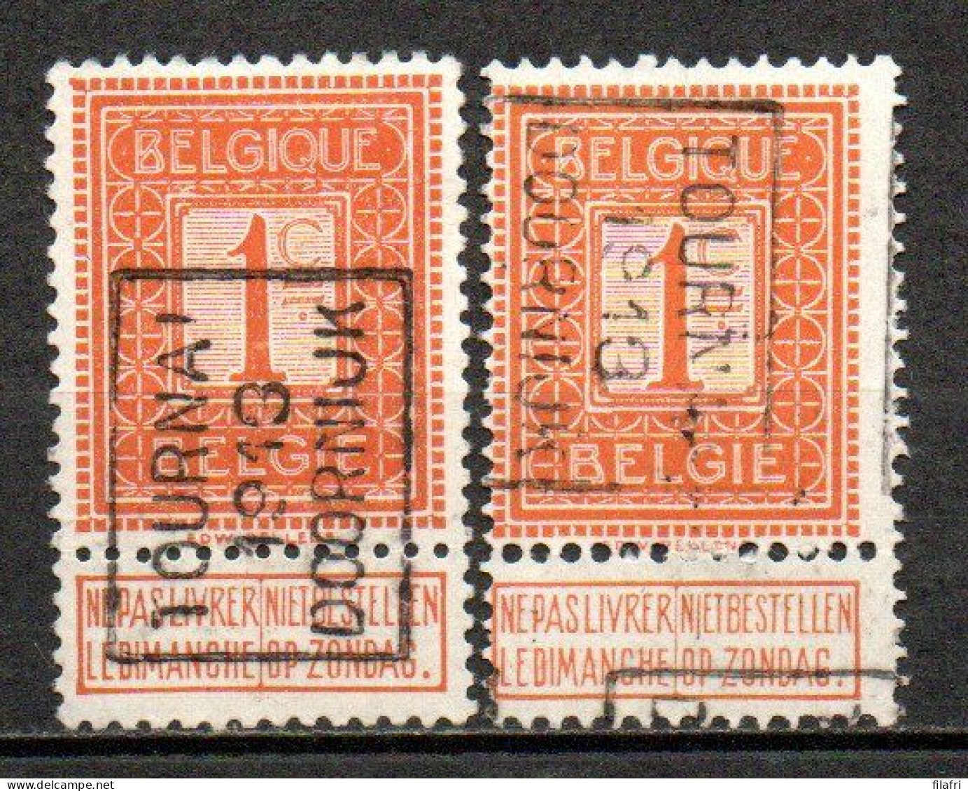 2185 Voorafstempeling Op Nr 108 - TOURNAI 1913 DOORNIJK - Positie A & B - Rollo De Sellos 1910-19