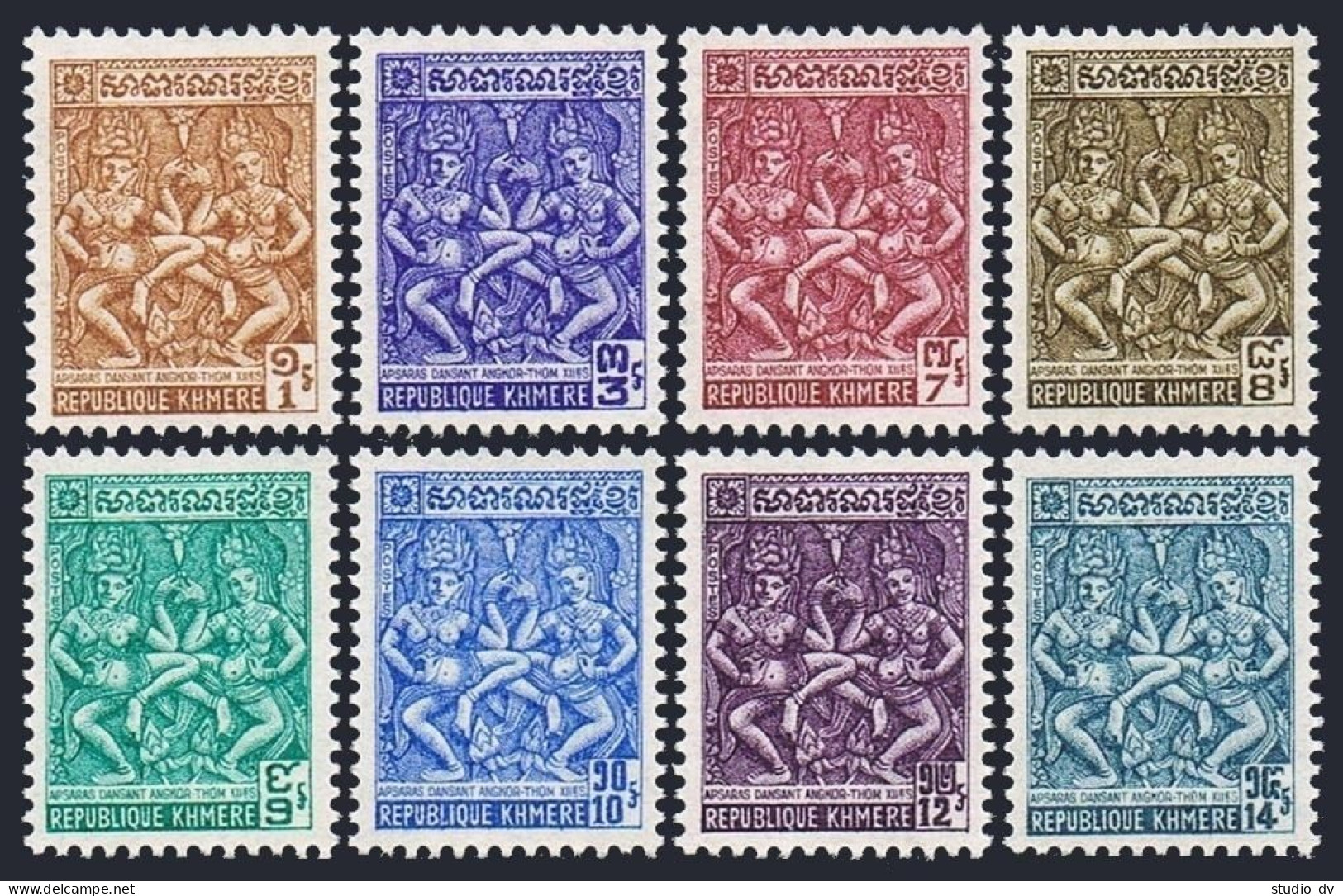 Cambodia 281-288, MNH. Michel 324-331. Dancing Apsarases, 1972. - Camboya