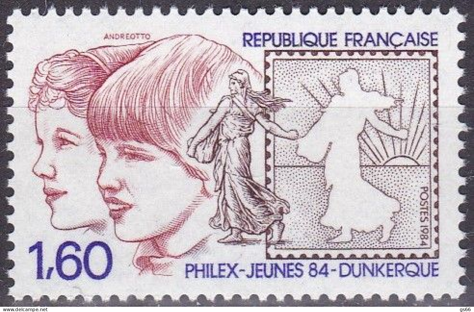 Frankreich, 1984, Mi.Nr. 2440, MNH **,   Jugend-Briefmarkenausstellung,  Exposition De Timbres Pour Les Jeunes, - Unused Stamps