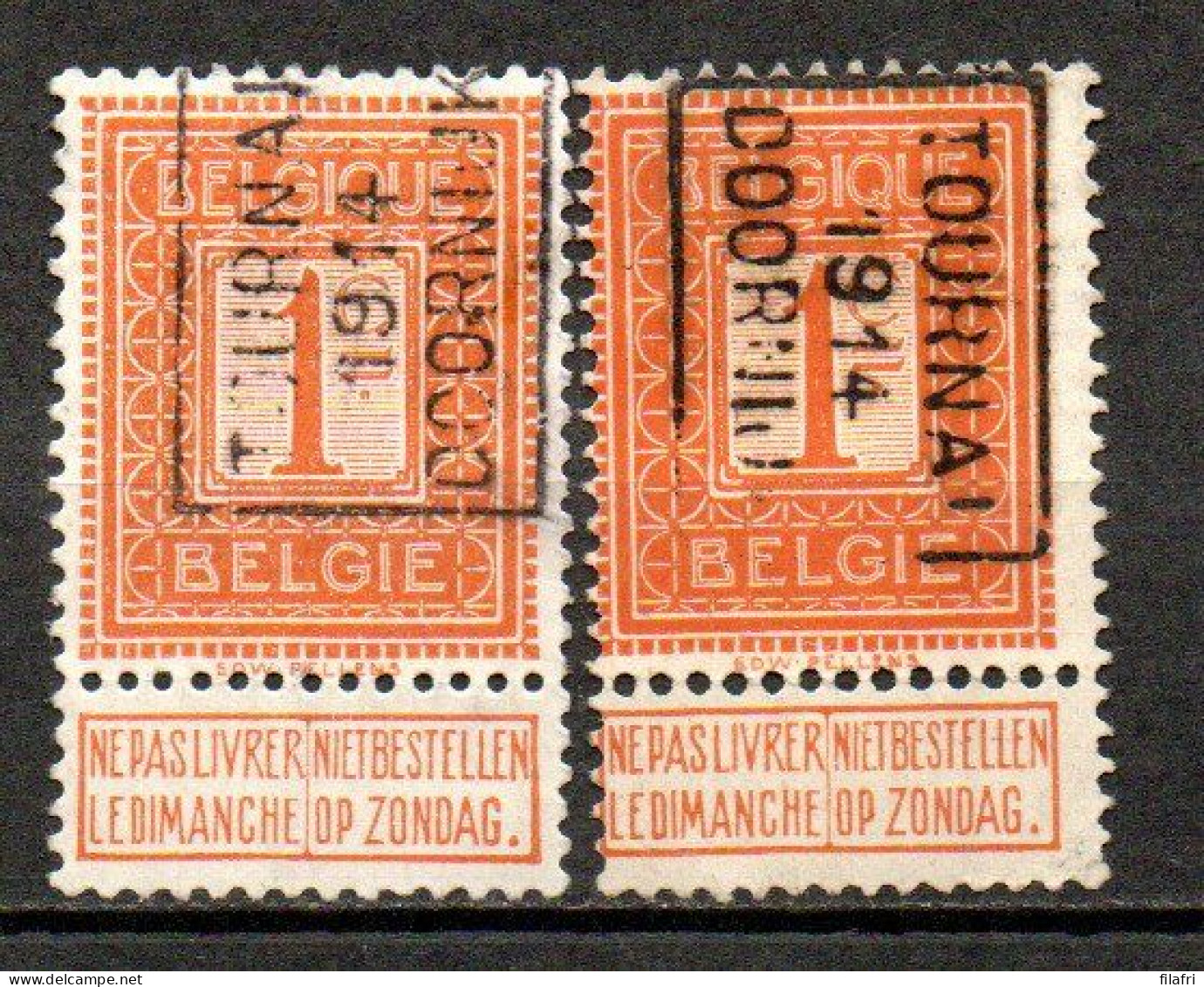 2323 Voorafstempeling Op Nr 108 - TOURNAI 1914 DOORNIJK - Positie A & B - Rollenmarken 1910-19