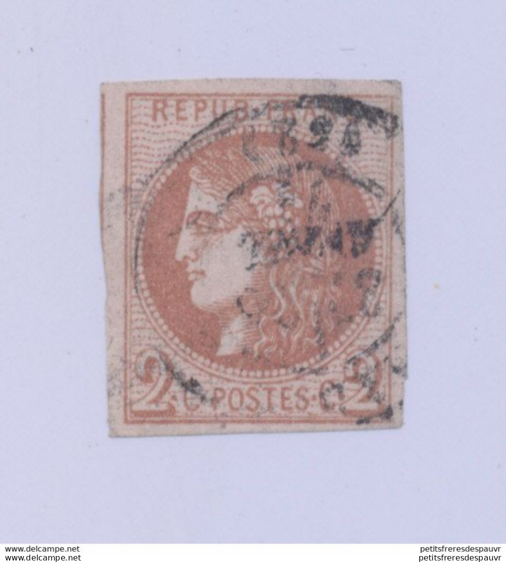 FRANCE Bordeaux 2c YT N°40b Oblitéré - Cote 375E - 1870 Ausgabe Bordeaux