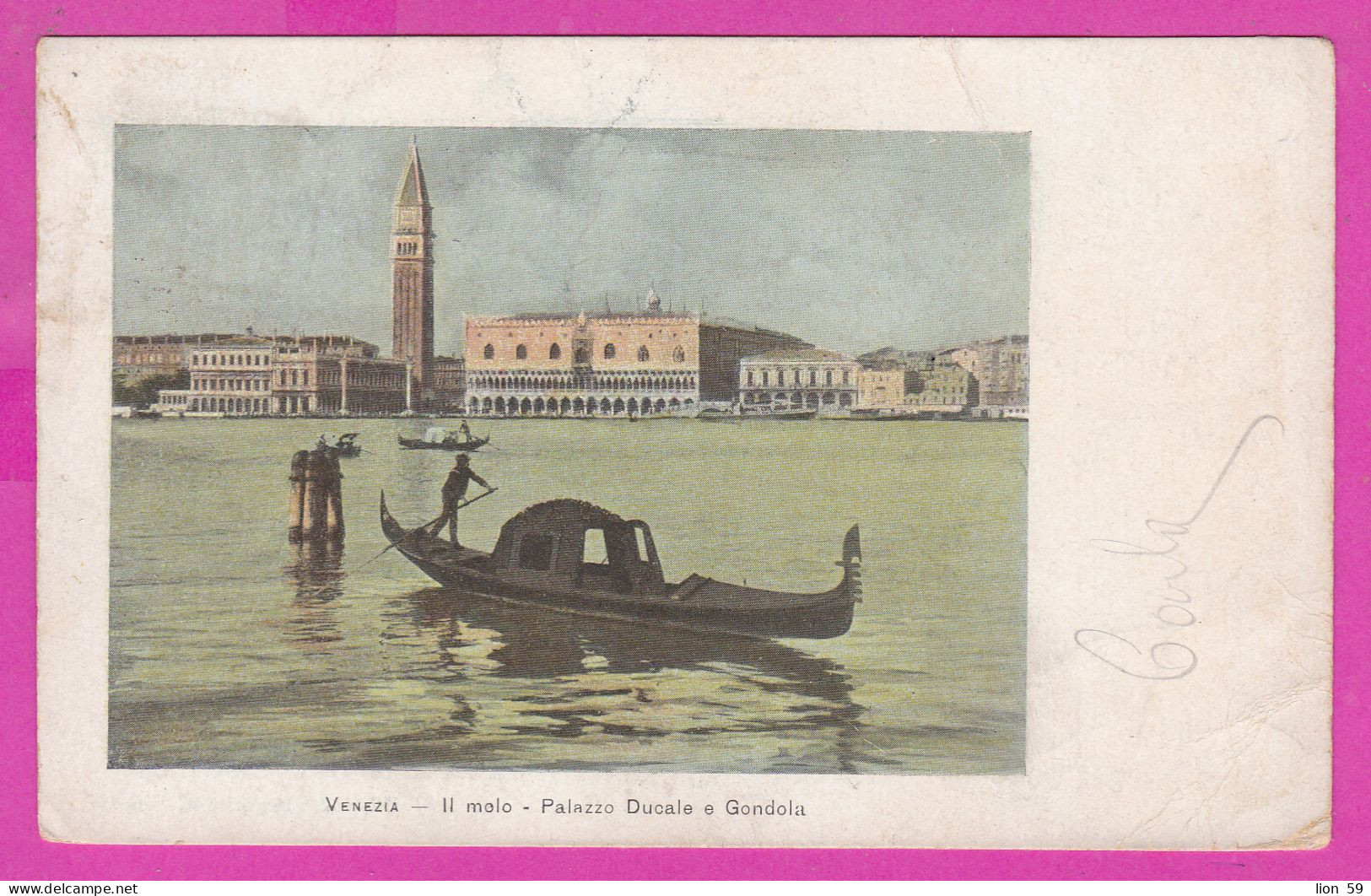 294093 / Italy - VENEZIA - Il Molo - Palazzo Ducale E Gendola PC 1905 Napoli USED 5 Cent. Eagle With Coat Of Arms - Marcophilia