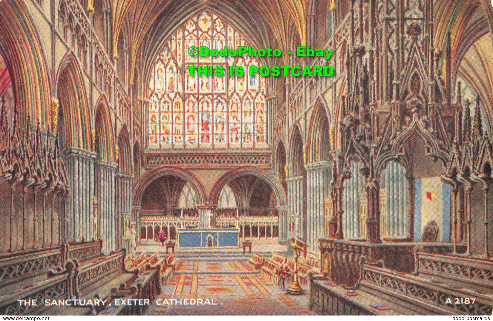 R358173 Exeter Cathedral. The Sanctuary. Valentine. Art Colour. B. F. C. Parr - Monde