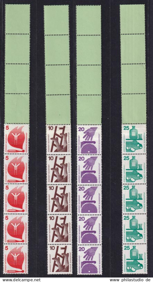 Bund 694-703a + 773 RE 5+4 Grün/dextrin Schwarze Nr Unfall 11 Werte Postfrisch/2 - Rollenmarken