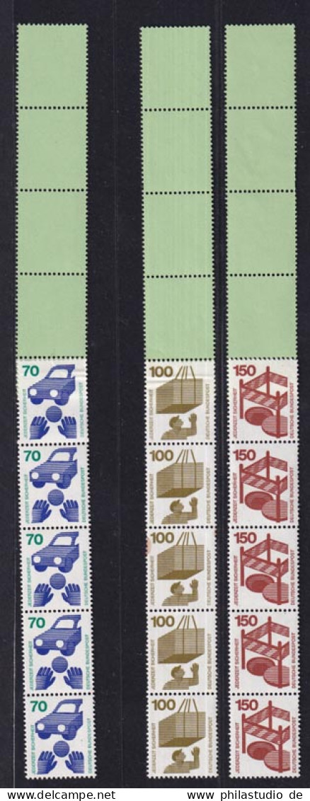 Bund 694-703a + 773 RE 5+4 Grün/dextrin Schwarze Nr Unfall 11 Werte Postfrisch/2 - Rollenmarken