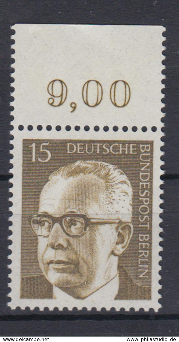 Berlin 427 Mit Oberrand Dr. Gustav Heinemann 15 Pf Postfrisch - Sonstige & Ohne Zuordnung