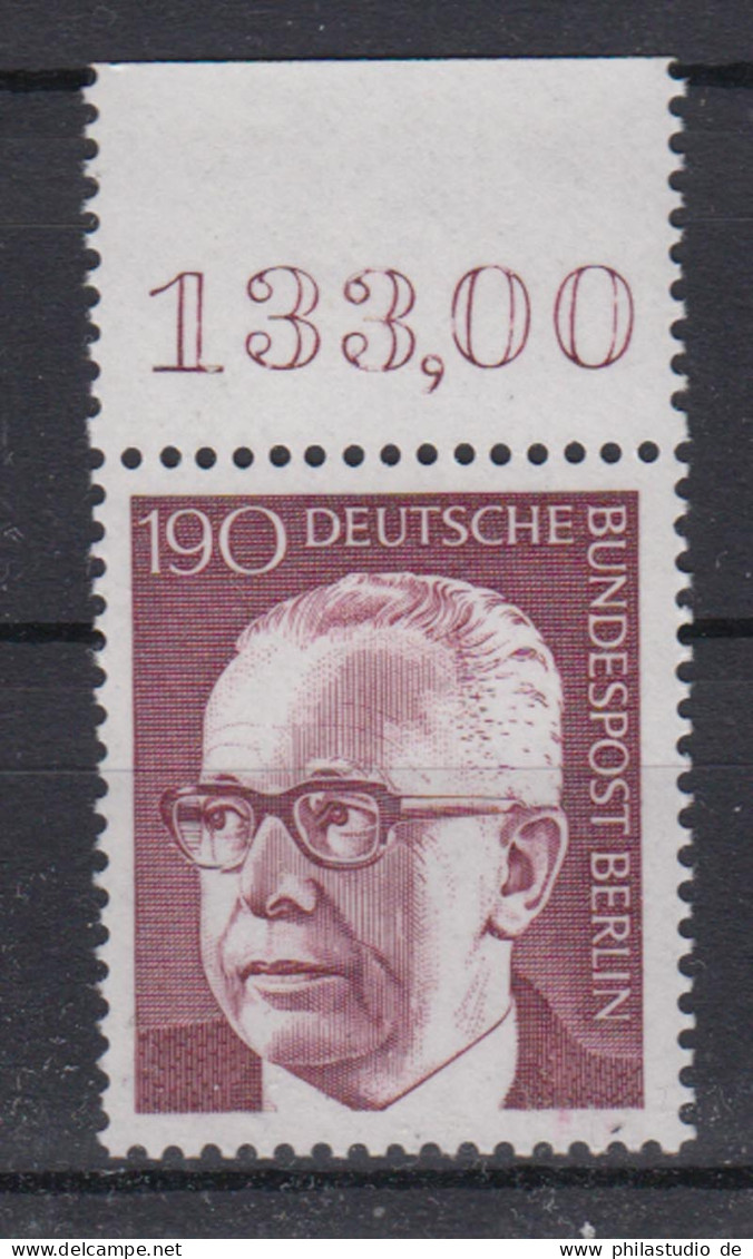 Berlin 433 Mit Oberrand Dr. Gustav Heinemann 90 Pf Postfrisch - Sonstige & Ohne Zuordnung