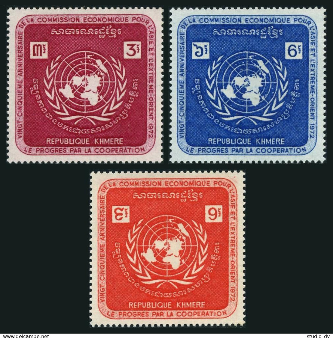 Cambodia 278-280,MNH.Michel 321-323. UN Economic Commission ECAFE,1972. - Cambodja