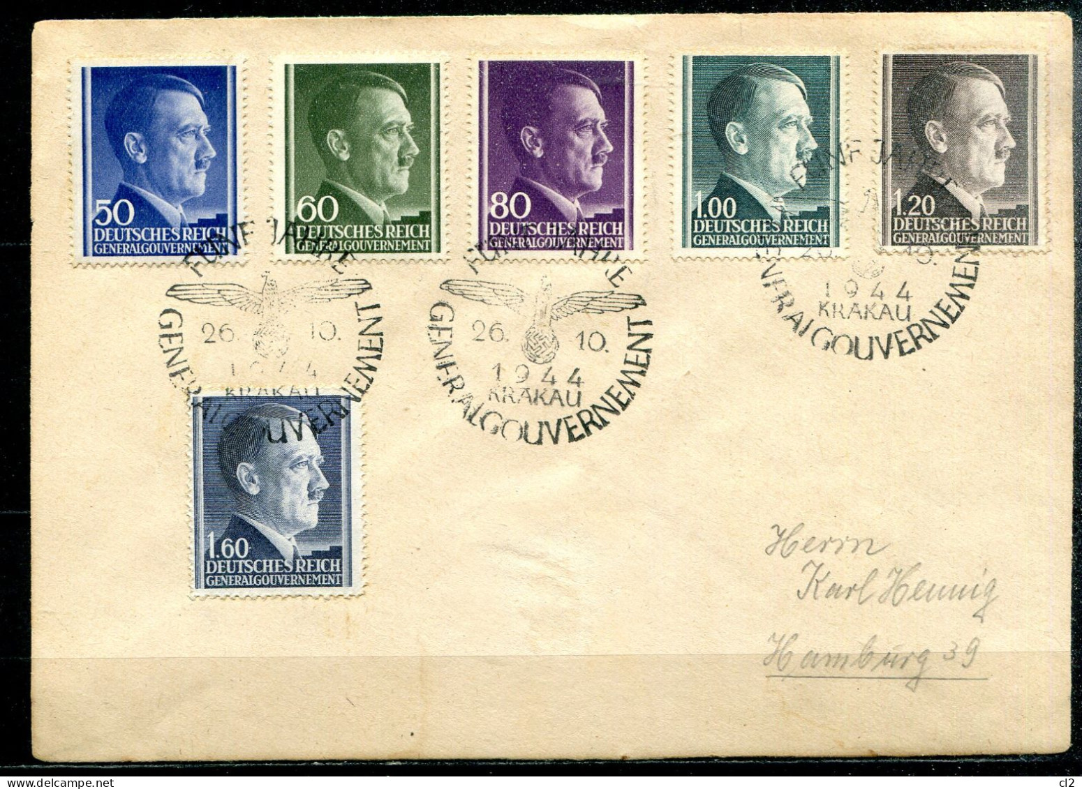 POLOGNE - Gouvernement Général - Y&T 94 à 99 - KRAKAU - 26.10.44 - Funf Jahre Generalgouvernement - General Government