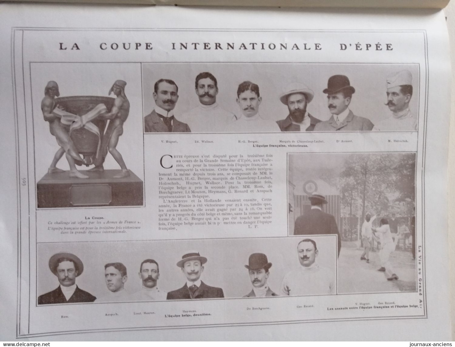 1905 ESCRIME - LA COUPE INTERNATIONALE D'ÉPÉE - LE CHAMPIONNAT D'ÉPÉE DES OFFICIERS - LA VIE AU GRAND AIR - 1900 - 1949