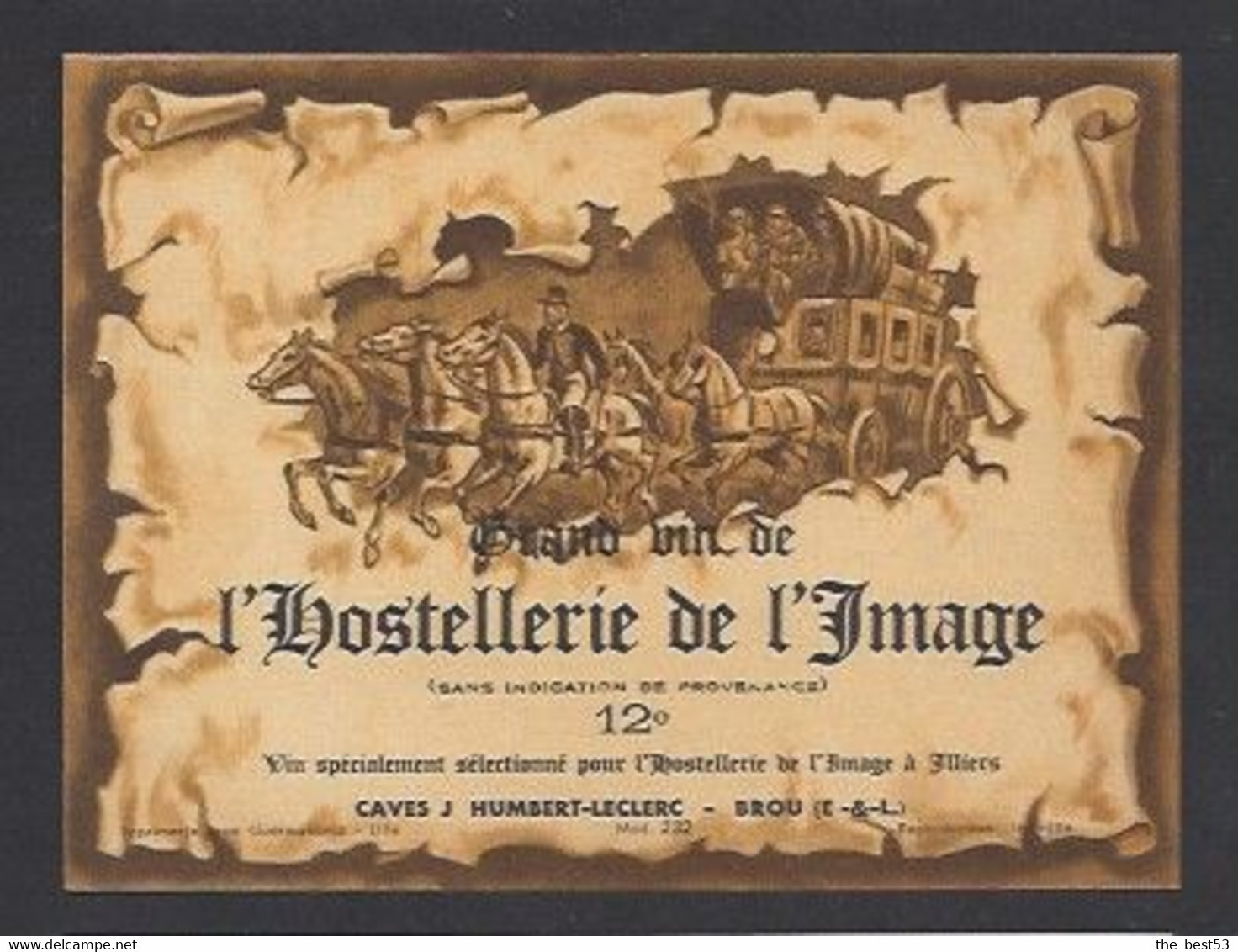 Etiquette Vin De Table  -   Hôstellerie De L'Image  à  Illiers  (28) - Sonstige & Ohne Zuordnung