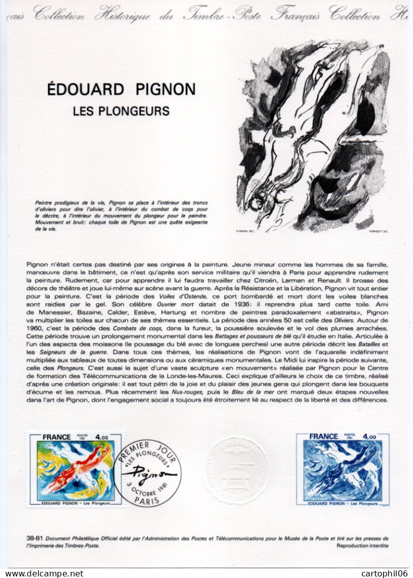 - Document Premier Jour ÉDOUARD PIGNON : LES PLONGEURS - PARIS 3.10.1981 - - Other & Unclassified